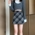 thumbnail image 3 of HOWPAY Womens Skirts Plaid Elastic High Waisted Casual Basic Mini Skirt Bodycon Pencil a Line Dresses Slim Fit Lightweight Fall Winter Y2k Outfit Dark Gray M, 3 of 3