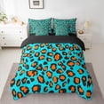 thumbnail image 2 of Castle Fairy Boys Girls Leopard Print Bedding Comforter Set,Blue Orange Full Bedding Set, 2 of 8