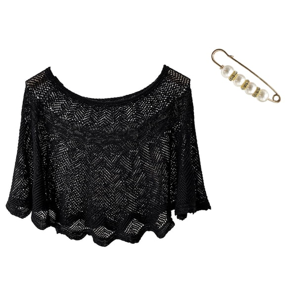 CYSFASHION Summer Lightweight Hollow Out Lace Knit Open Front Short Sleeve Sun Protection Casual Daily Cover Up Women's Wraps