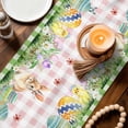 thumbnail image 3 of Easter Table Runner - 48 Inch Long Green Pink Plaid Blue Truck Eggs Bunny Pastoral Cotton and Linen Blended Dress Scarves Farmhouse Table Runner for Kitchen Dining, Coffee Table, 13" x 48", 3 of 8