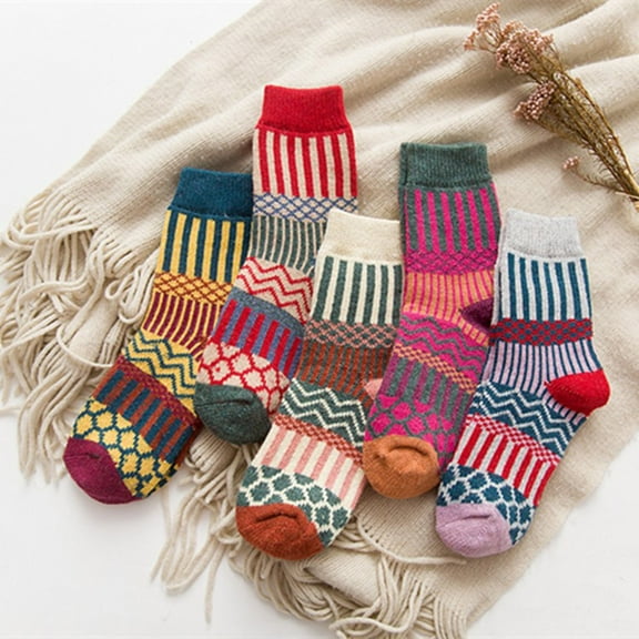 workcargo Boho Socks 5 Pack - Multicolor Patterned Stretchy Comfortable Socks, One Size Fits Most Adults for Women Men,Size Free Size