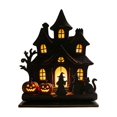 thumbnail image 3 of Spire Haunted House Wooden Tabletop Ornament Witch Silhouette Halloween Desktop Statue, 3 of 4