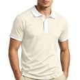 thumbnail image 3 of Hearthz S-5XL Mens Golf Polo Soft Breathable Contrast Collar Shirts for Men Short Sleeve Regular Fit Big and Tall Golf Polos for Men Khaki 5XL, 3 of 8