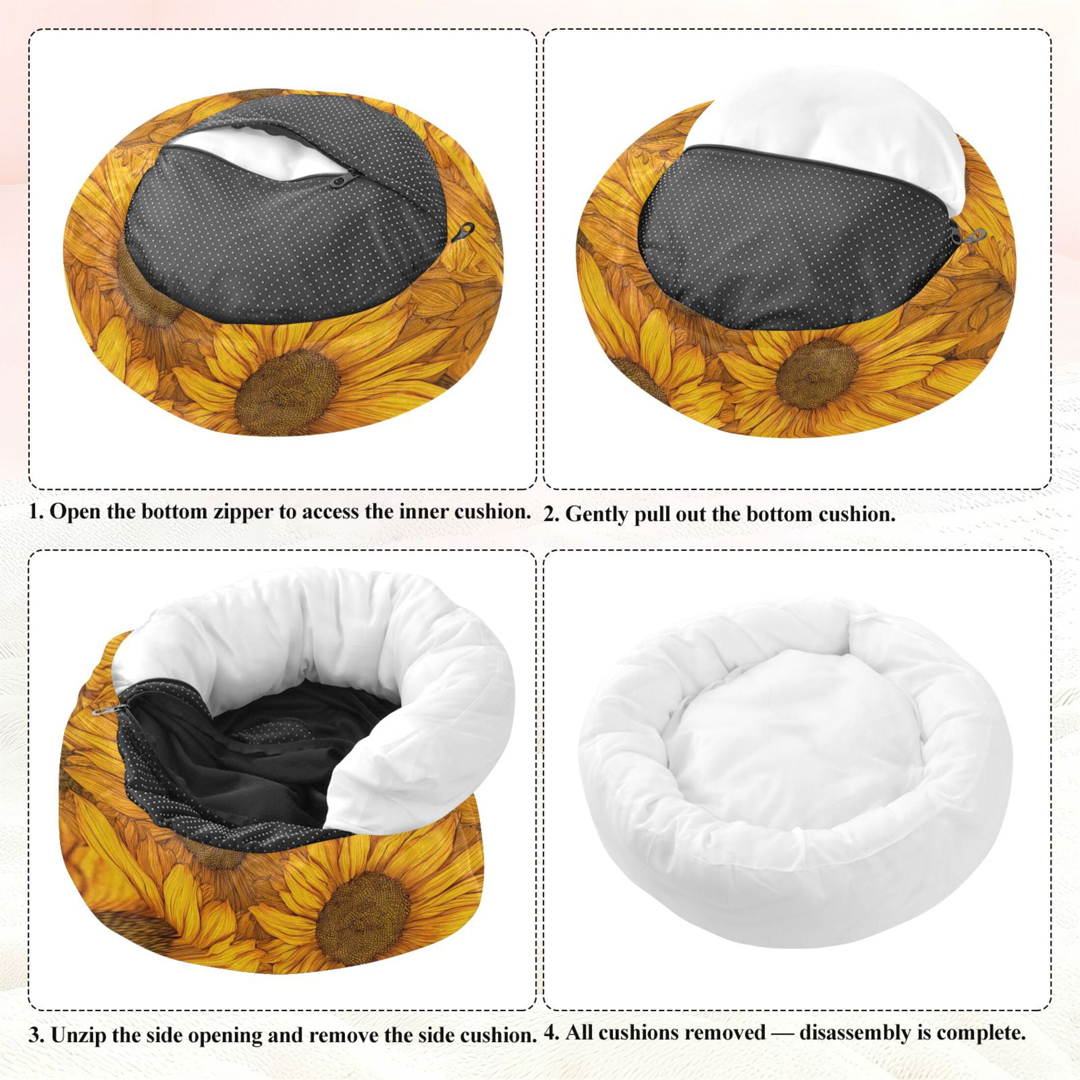 Iauyy Pet Couch Donut Cat Bed for Indoor Cats/Small Dogs Washable & Machine with Non-slip Bottom Calming Cat Furniture, Add Vitality (M)