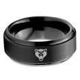 thumbnail image 2 of Tungsten Growling Grizzly Black Bear Band Ring 8mm Men Women Comfort Fit Black Step Bevel Edge Brushed Polished, 2 of 4