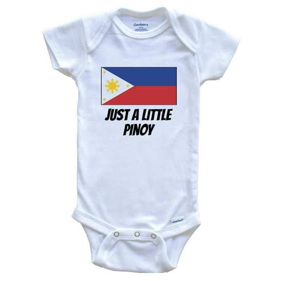 Just A Little Pinoy Cute Philippines Flag Baby Bodysuit, 0-3 Months White
