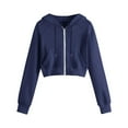 thumbnail image 2 of Cropped Sweatshirts for Women Solid Color Womens Hooded Sweatshirt Autumn Oversize Fit Hoodies Casual Zip-up Long Sleeves Everyday Athleisure Essentials, 2 of 4
