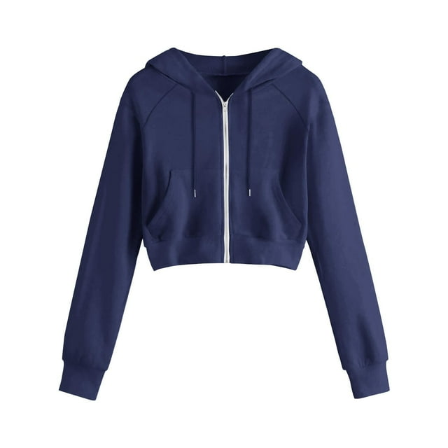 cfhntfmh Womens Fall Fashion 2024 Cropped Hoodie Half Zip Pullover Sweatshirts Workout Jacket Tops with Pocket