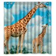 thumbnail image 1 of ABPHQTO Funny Animal Natural Giraffe Love Story Under the Blue Sky Cortina de ducha Cortina de ducha impermeable 160x180 cm, 1 of 2