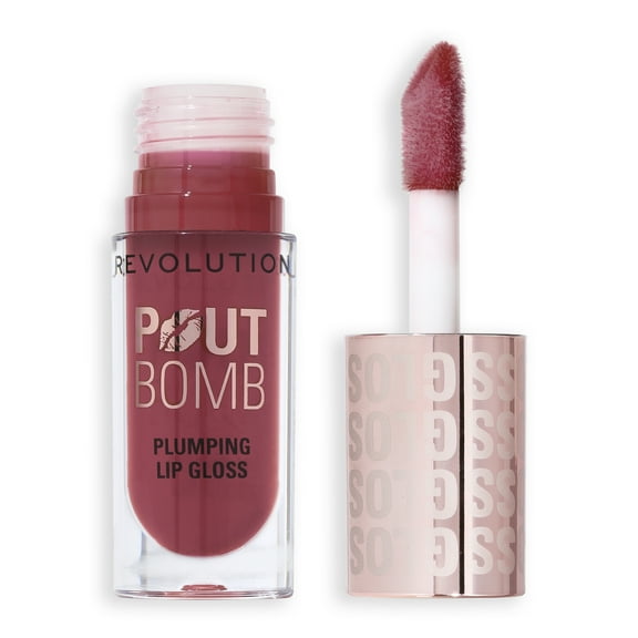 Revolution Pout Bomb Plumping High-Shine Lip Gloss with Vitamin E, Wild Mauve Pink