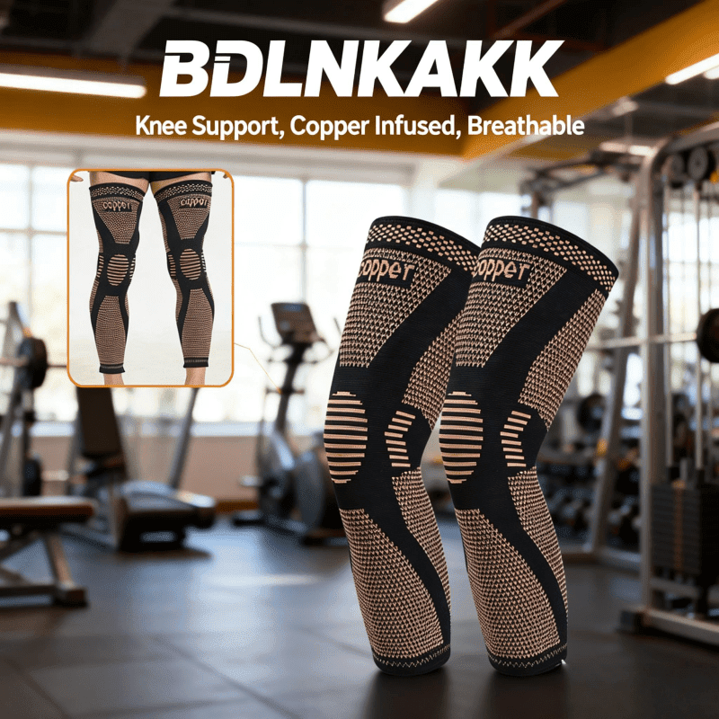 2pcs Warm Knee Compression Sleeves | Full Leg Support, Polyester, Non-Slip Silicone, Breathable, Elastic For Men And Women