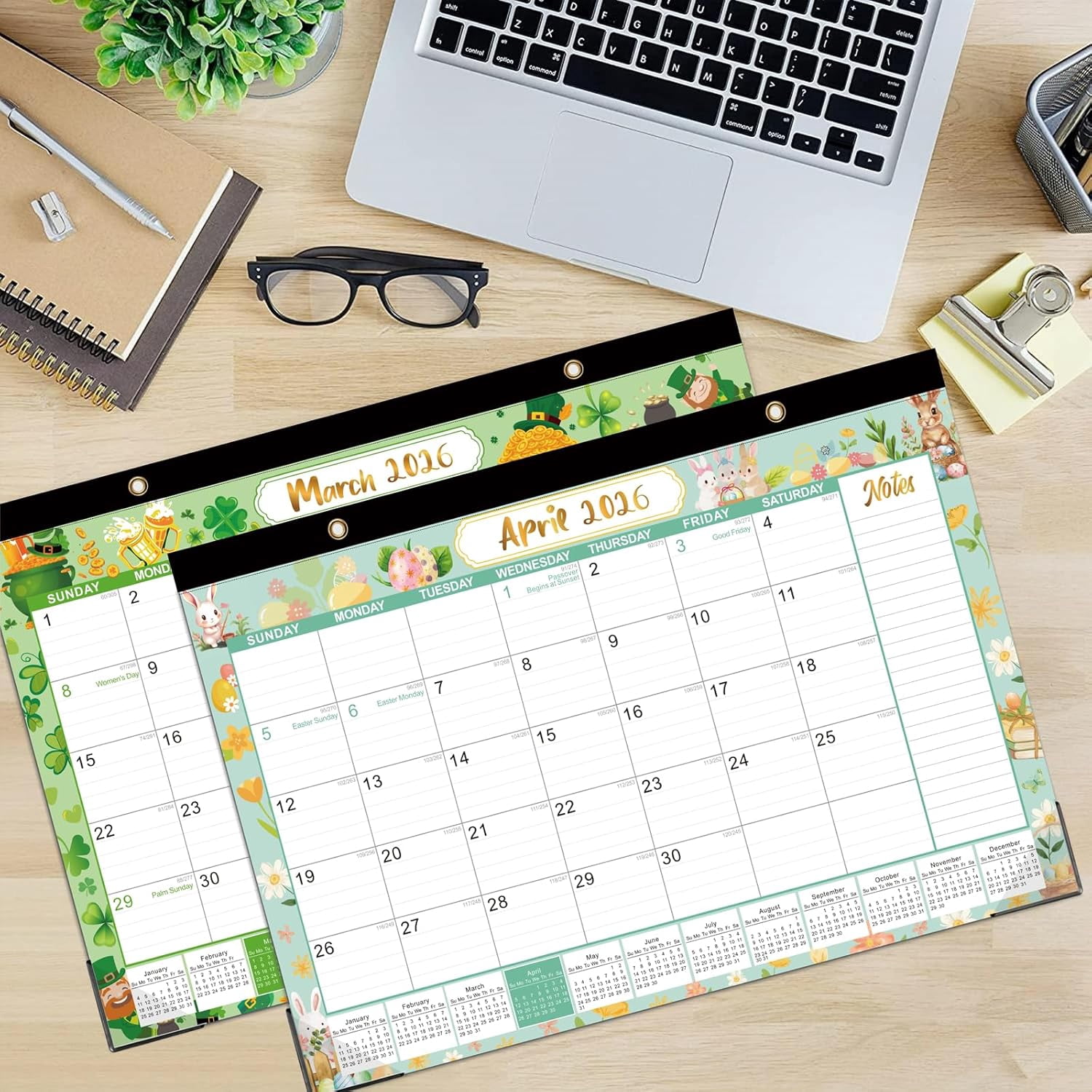 Desk Calendar 2026-2027 - Large 18-Month Desk/Wall Calendar, Through June 2027, 17" x 12", Thick Paper, Large Blocks, Plastic Cover, Monthly 2026 Calendar for Home School & Office Easy Organizing
