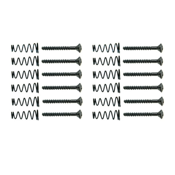 12 Piezas De Guitarra Eléctrica Bobina Simple, Tornillos De Recogida + Resortes De Color Plateado negro