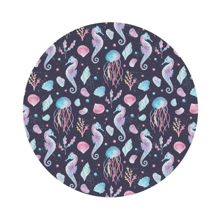 

Qekee Watercolor Marine Animals Print PU Leather Absorbent Coasters Leather Coasters Set for Cups Drinks 4 Coasters 6 Pcs for Coffee Bar Home Decor Round Shape