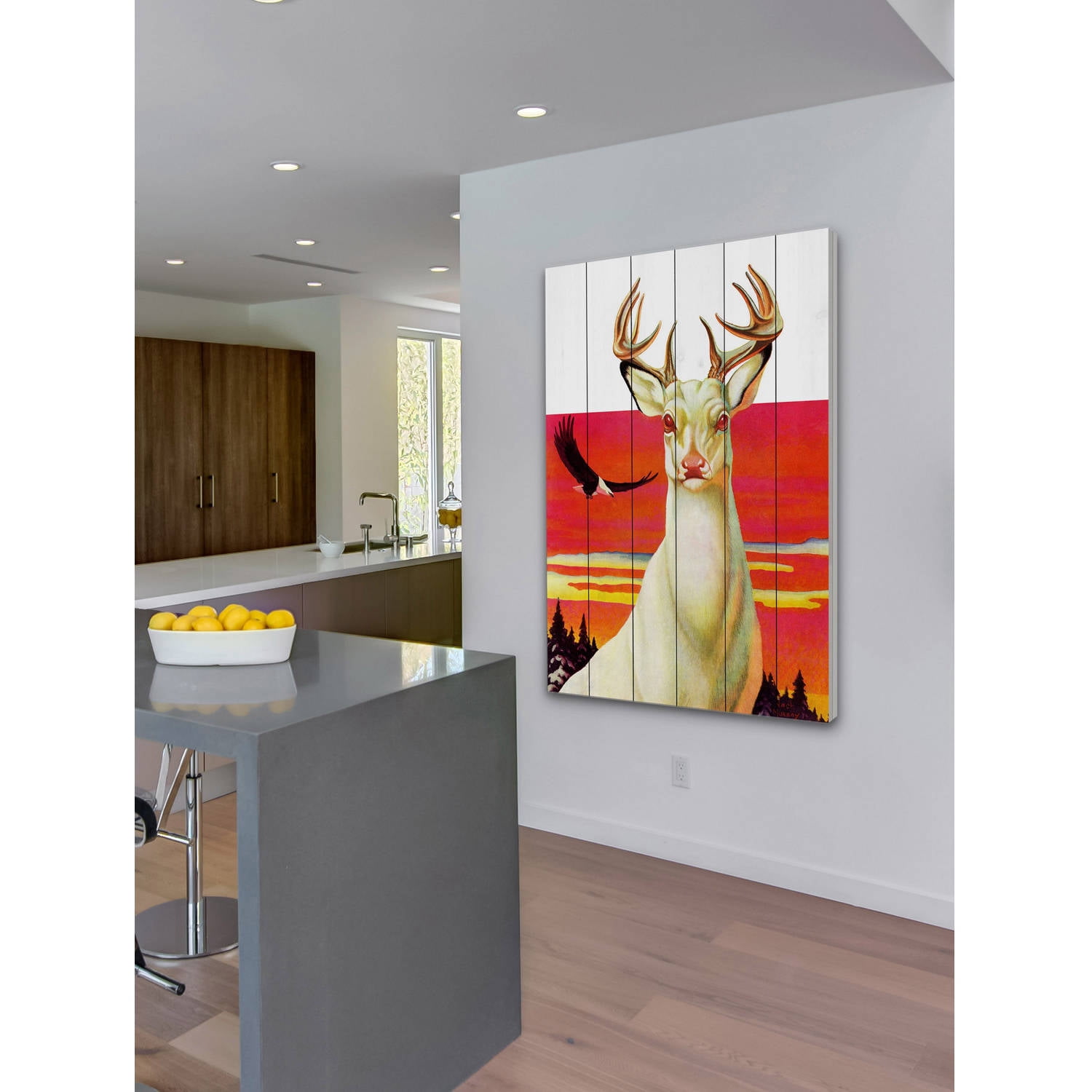 Marmont Hill "Albino Deer" Painting Print on White Wood