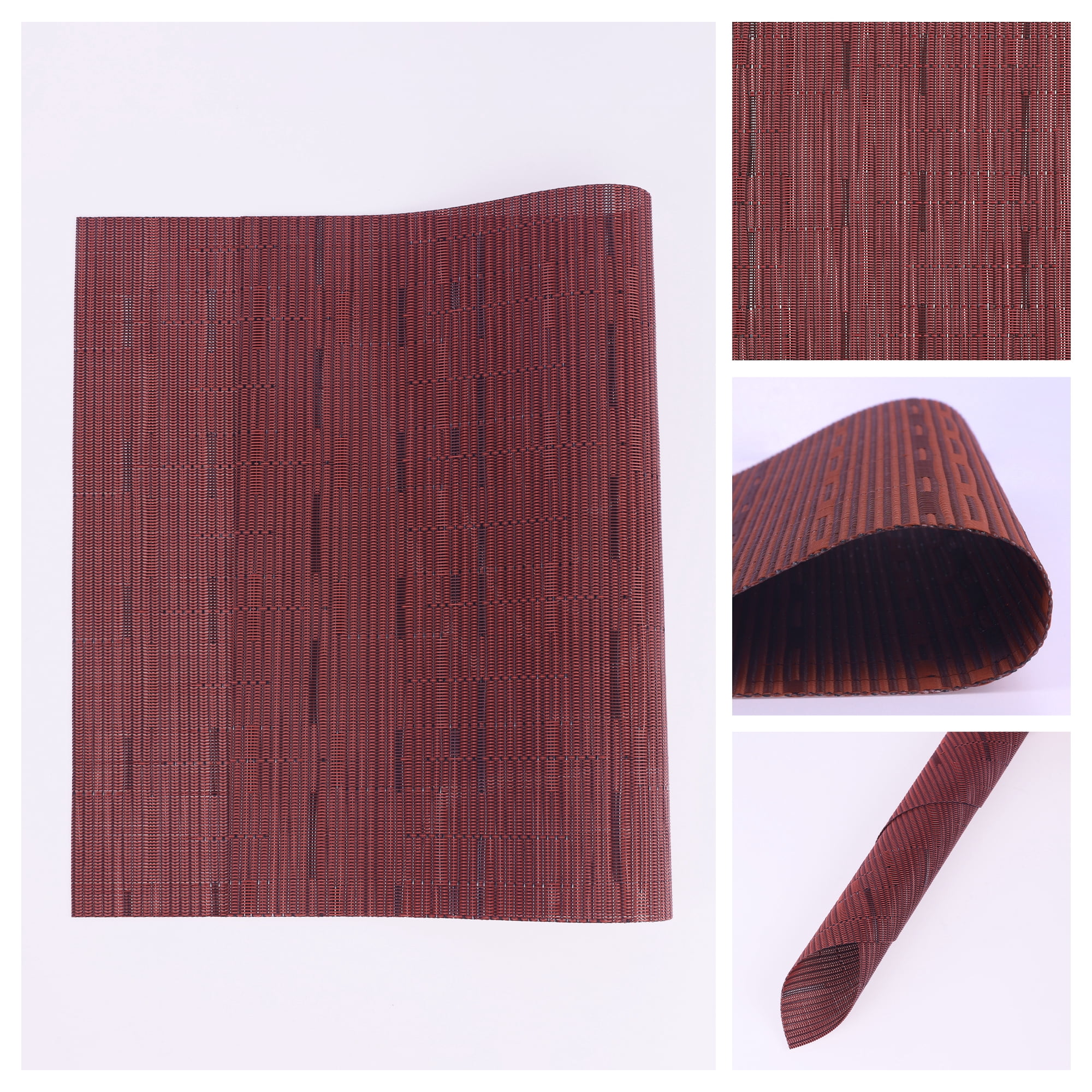 Unique Bargains 6pcs Placemats for Kitchen Dining Table Washable Wipeable Mat Burgundy