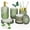 Green, variant on odorsTT 5-Piece Gold Diamond-Cut Glass Bathroom Accessories Set, Rust-Proof Toothbrush Holder & Soap Dispenser, Tumbler & Cotton Jar - Back To School Gift for Dorm, Housewarming Gift