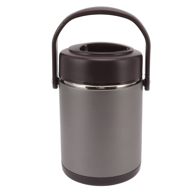 TKSE Receveur Alimentaire Isotherme, 2L Gris Foncé Contenant Alimentaire Isotherme Multicouche en Acier Inoxydable Grande Capacité Isolation Bocal Alimentaire sous Vide