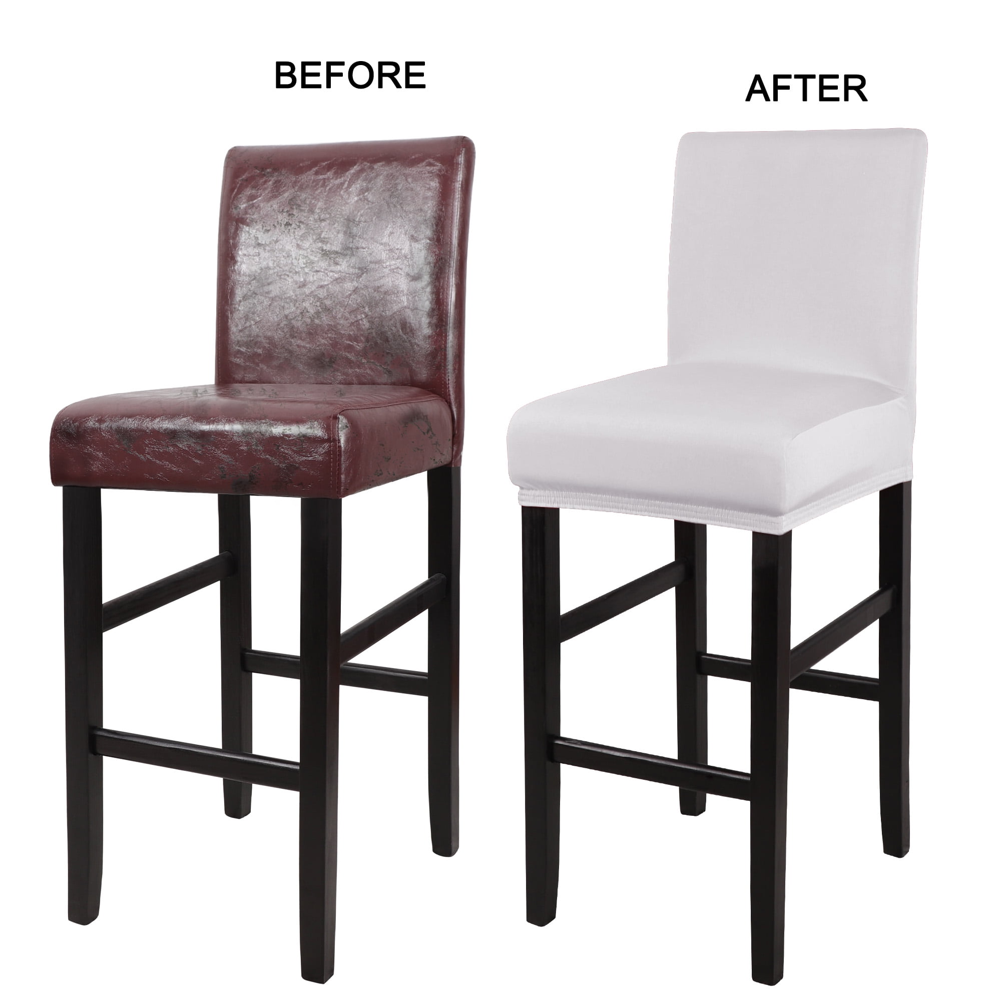 Unique Bargains Bar Stool Covers Counter Height Side Chair Slipcover Silver Grey 4 Pcs