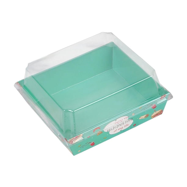 100 Cajas De Papel Para Panadería Con Tapa Transparente Soledad Verde