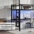 thumbnail image 6 of Bellemave Twin XL Size Loft Bed with Desk and LED Light Modern Metal Loft Bed with Power Outlet and Guardrails Space Saving Loft Bed Frame for Kids and Teens (Twin XL, Black), 6 of 11