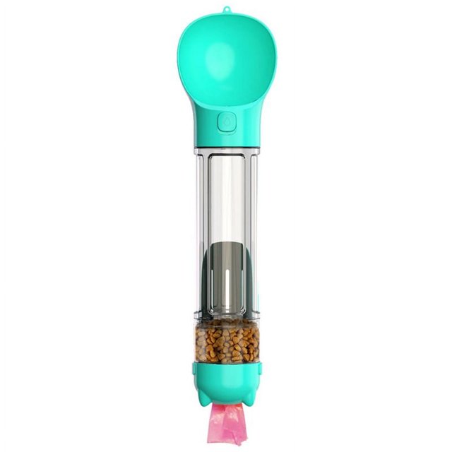Juego de taza de agua y comida portátil para mascotas al aire libre, botella multifuncional de 500 ml + bolsa de aseo + caja de comida para perros