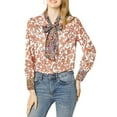 thumbnail image 1 of INSPIRE CHIC Blouse à Manches Longues Boho à Imprimé Floral pour Femme avec Nœud, Col en V, 1 of 7