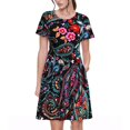 thumbnail image 1 of Fotbe Paisley Vestido Largo de Moda para Mujer, Vestido Tipo Camiseta con Manga Corta y Estilo Casual a Rayas y Bloques de Color, 1 of 6