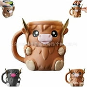 Highland Cow Ice Cream Cup - Cute Fluffy Cow Pattern Design, Very Suitable For Holding Ice Cream Balls And Desserts