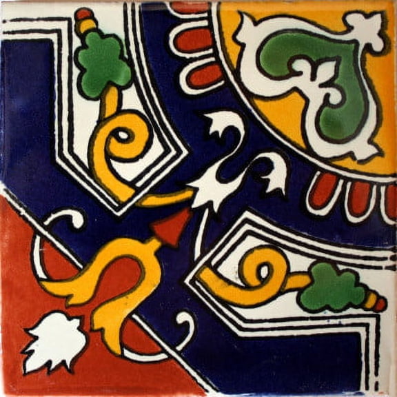 4.2x4.2 Medallion Talavera Mexican Tile, Set of 9 pcs