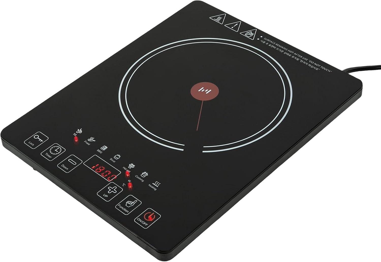 Countertop Single Burner Compact Stove for Home Dorm Office,Portable Electric Cooktop,1800W with LED Touch Screen,8 Power & 8 Temperature Levels,Timer,Microcrystalline Panel