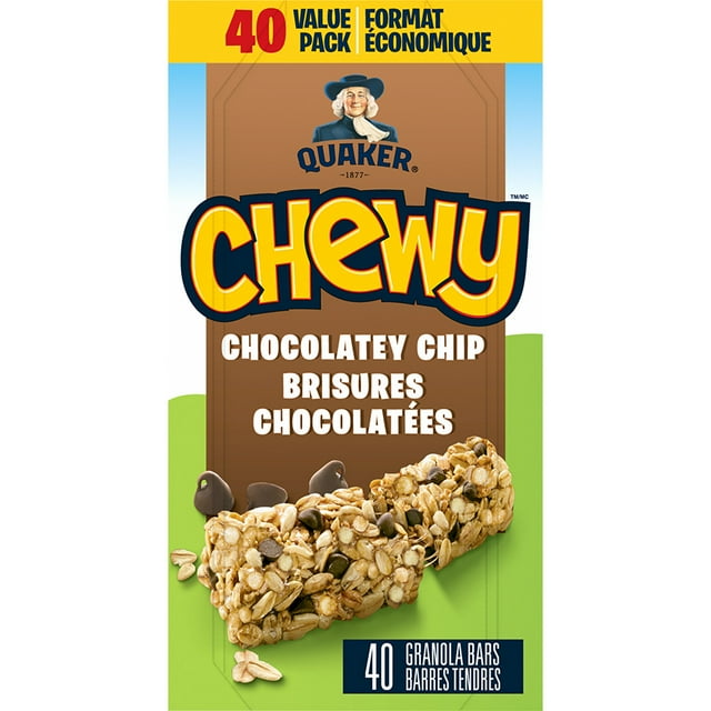 Quaker Chewy Chocolate Chips Granola Bars Variety Pack, 40 Granola bars