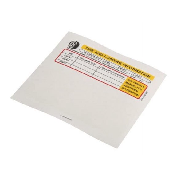 Saab Original 9-7x, 9-4x Vehicle Capacity and Tire Info Label Kit 19206430