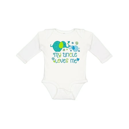 

Inktastic My Uncle Loves Me- Cute Elephants Gift Baby Boy or Baby Girl Long Sleeve Bodysuit