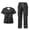 Grey Zebra Stripe, variant on Yspwyqan Black Leopard Print Scrubs for Women Set, 2 Piece V-Neck Short Sleeve Scrub Top & Straight Leg Pants, Stretchy Breathable Lightweight Workwear with 6 Pockets for Nurse, Size S