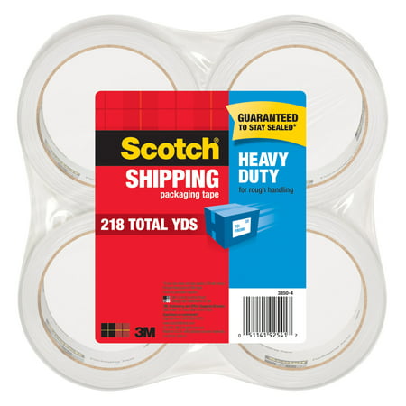 Scotch Heavy Duty Shipping Packaging Tape 4 Pack, 54.6 yd. per Roll