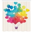 thumbnail image 3 of Ambesonne Watercolor Shower Curtain, Air Balloon Heart, 69"Wx70"L, Sky Blue Yellow Pink Red, 3 of 3