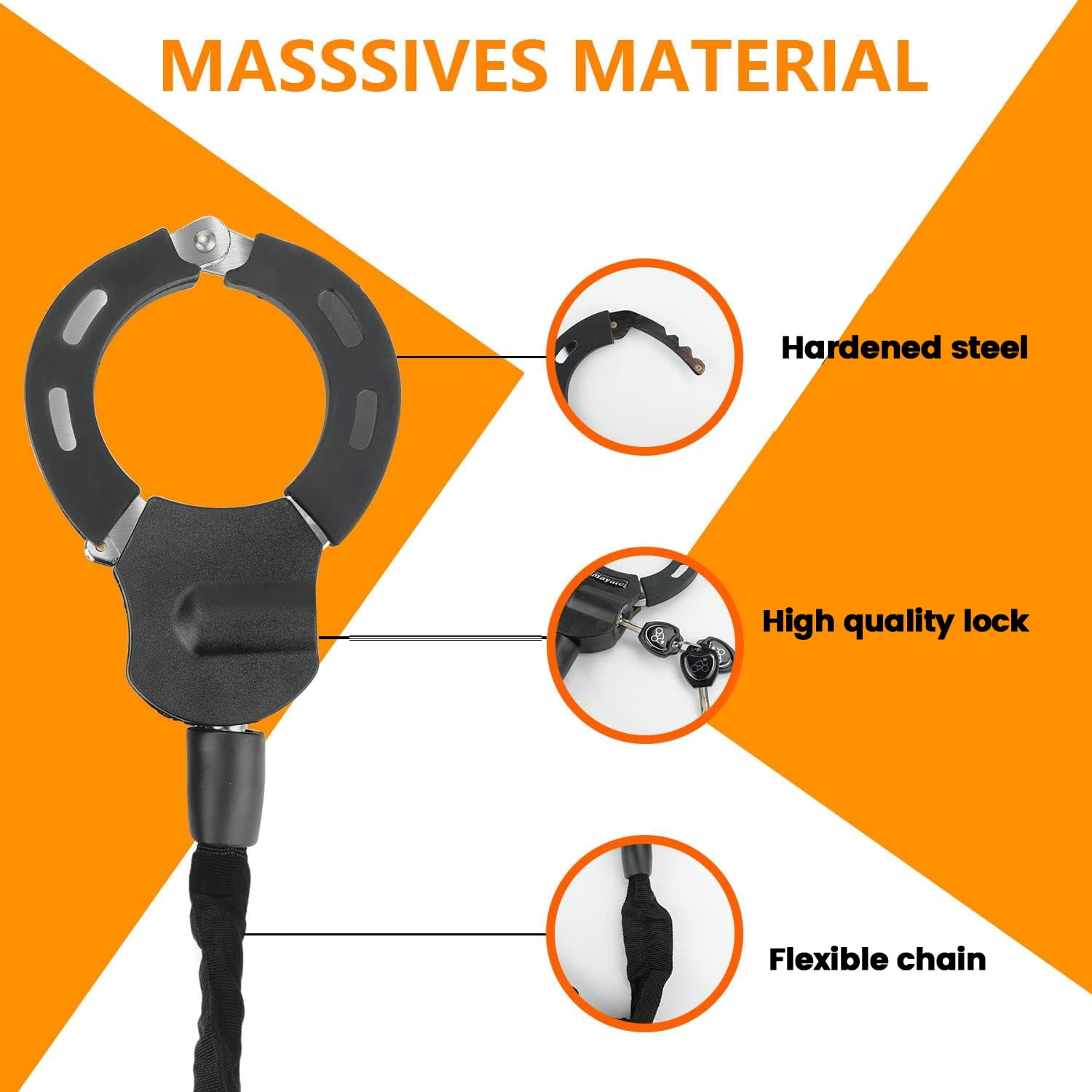 Enroslu Scooter Chain Lock, Bike Lock, Electric Scooter Lock, Security Anti-Theft Bike Lock, Chain Lock and Bag for Electric Scooter, Motorcycle, Bicycle