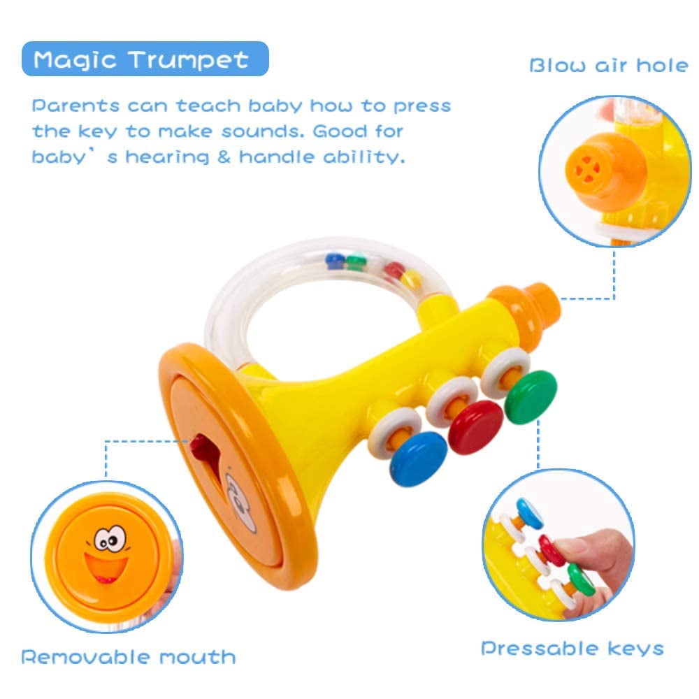 GOODWAY Baby Toys 0-6 Months, Infant 3-6 month toys,10 Pcs Grab Shaker Rattle, Sensory Fine Motor Skill Development Gift Set for 2 3 4 5 9 Month Boy Girl