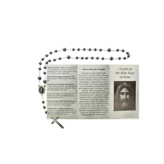 Chaplet of The Holy Face Catholic Hematite Prayer Beads