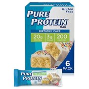 Pure Protein Bars, High Protein, Nutritious Snacks To Support Energy, Low Sugar, Gluten Free, Birthday Cake, 1.76 Ounce (Pack Of 6)