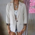 thumbnail image 2 of Blazer con solapa y puños de leopardo, blazer de mujer con cuello de solapa abierto al frente Blazer con cuello de solapa abierto al frente Valor excepcional, 2 of 5