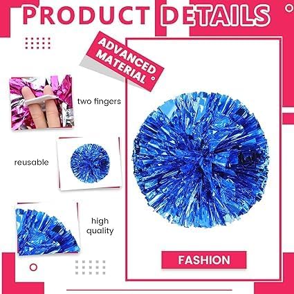 SHANJIA Cheerleader Pom Poms, 12 Pack Cheer Pom Pom Sports Dance Cheer Plastic Pom Poms Cheerleading for Sports Team Spirit Cheering
