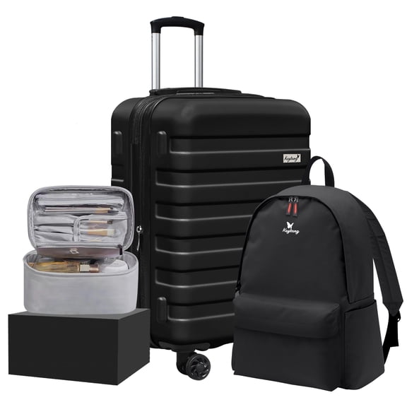 Zebra 20 Inch Expandable Carry-On Lightweight Hardshell Spinner Suitcase,Black
