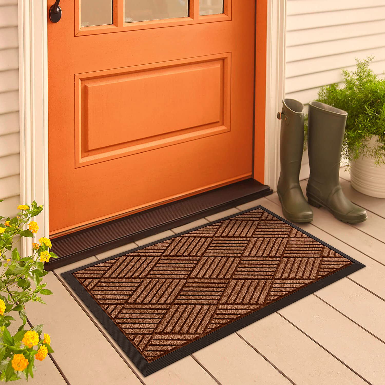 amousa Premium Durable Door Mat Thick Heavy Duty Doormat For Indoor Outdoor  Easy Clean Low Maintenance Low-Profile Rug Mats For Entry High Traffic