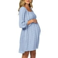 thumbnail image 2 of Long Sleeve Square Neckline Maternity Women Dots Loose Dress, 2 of 5
