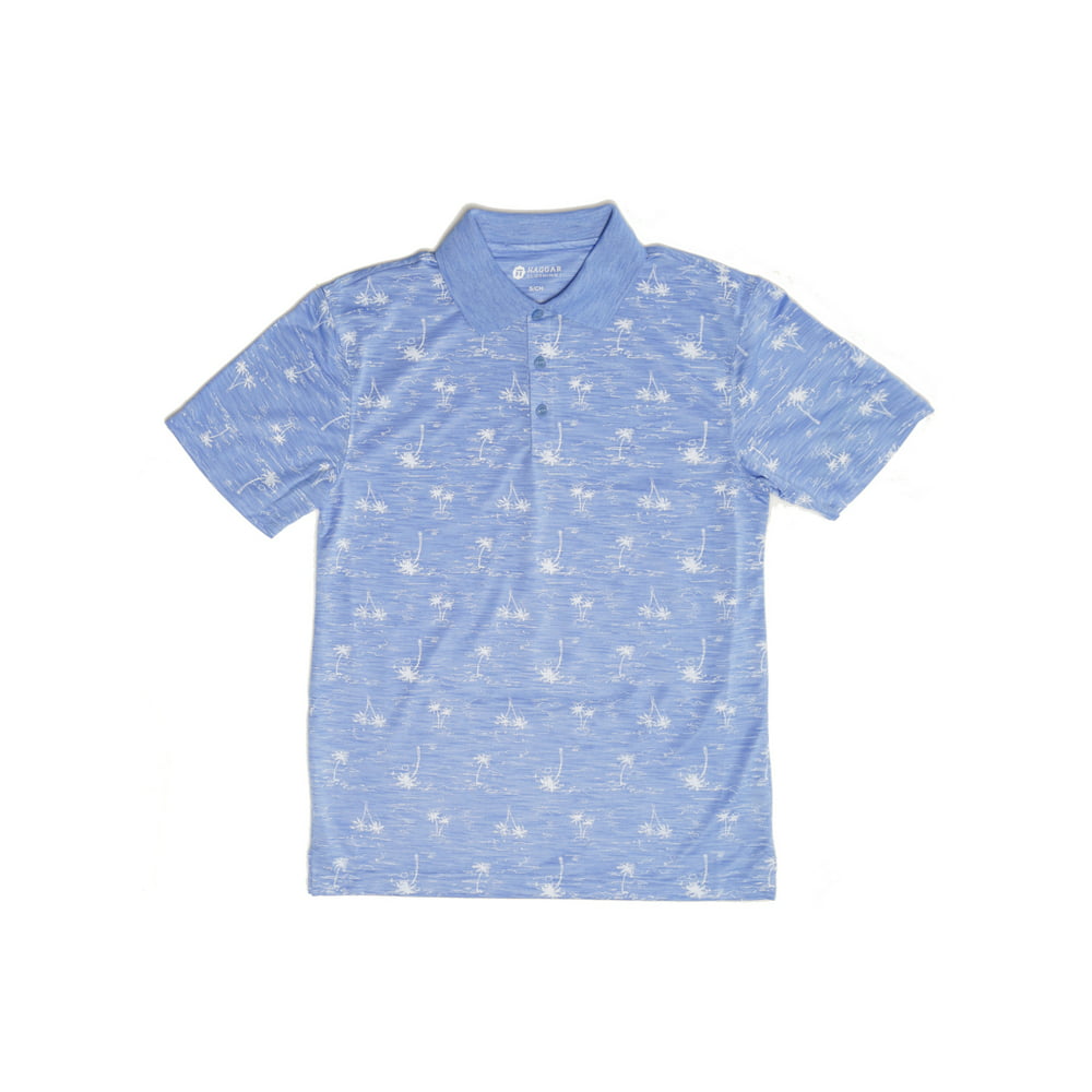 Haggar - Haggar Men's Short Sleeve Print Polo Shirt, Blue Reef, Small ...