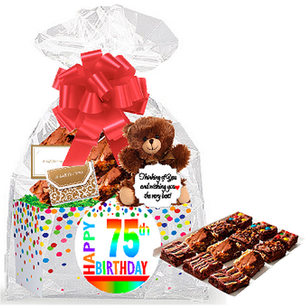 75th Birthday / Anniversary Gourmet Food Gift Basket Chocolate Brownie Variety Gift Pack Box