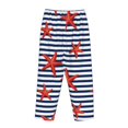 thumbnail image 5 of Disketp Starfish Navy Blue Stripe Print Women'S Comfy Pajama Pants Casual Drawstring Palazzo Lounge Wide Leg Pants, 5 of 9