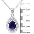 thumbnail image 2 of Everly Women's Created Blue and White Sapphire Sterling Silver Teardrop Halo Pendant with Chain, 2 of 9